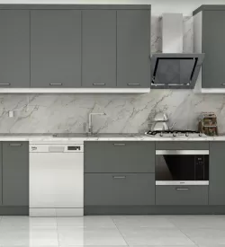 Karbon Gri Kapaklı 320Cm Mdf Mutfak Dolabı
